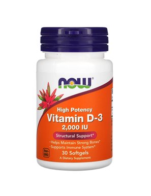 NOW Foods, Witamina D-3, 50 mcg (2,000 IU), 30 Softgelfy NOW Foods, Witamina D-3, 50 mcg (2,000 IU), 30 Softgelfy