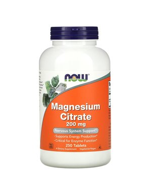 NOW Foods, Magnesium Citrate, 200mg, 250 Tablets NOW Foods, Magnesium Citrate, 200mg, 250 Tablets