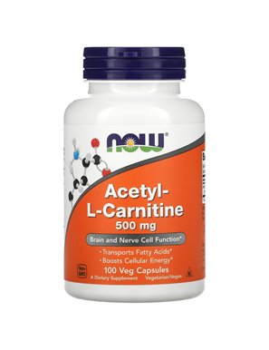 NOW Foods, Acetyl-L-Carnitin, 500 mg, 100 pflanzliche Kapseln NOW Foods, Acetyl-L-Carnitin, 500 mg, 100 pflanzliche Kapseln
