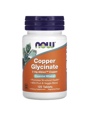 NOW Foods, Glisin Miedzi, 3 mg, 120 tabletek