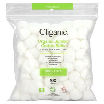 Kliganiczne, organiczne jumbo bawełniane kulki, 100 hrabia