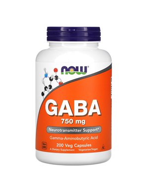 NOW Foods, GABA, 750 mg, 200 kapsułek wegetariańskich