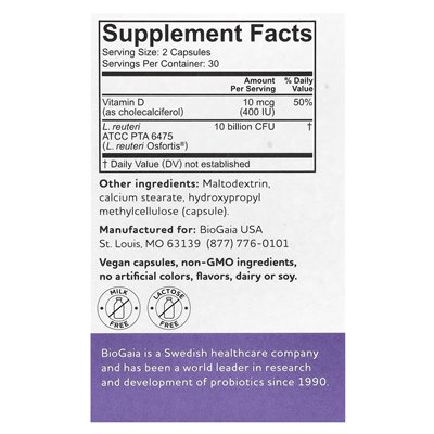 Biogaia, Osforis mit Vitamin D, 60 probiotische Kapseln