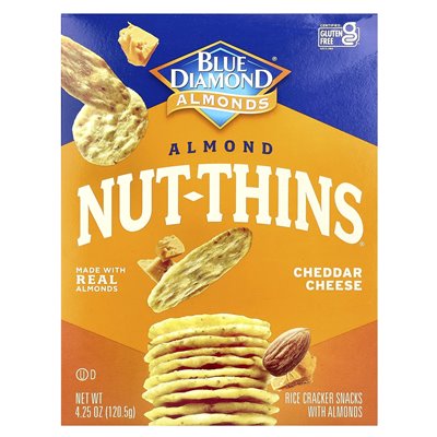 Blue Diamond, migdałowe orzechy-thins®, krakersy ryżowe z migdałami, serem cheddar, 4,25 uncji (120,5 g)