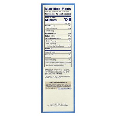 Blue Diamond, Almond Nut-Thins®, Rice Cracker Snacks with Almonds, Original, 4.25 oz (120.5 g)