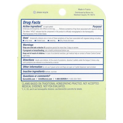 Boiron, Ambrosia, Allergy Relief, Moptaway, 3 Tubes, 80 Granules