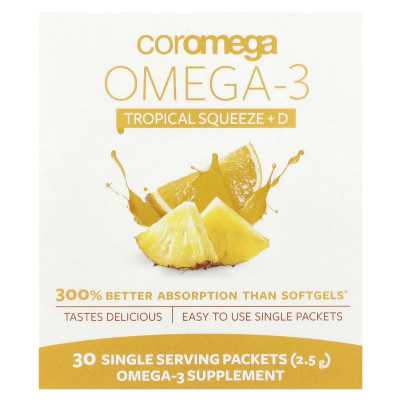 Coromega, Omega-3, Tropical Squeeze +D, 30 Einzelpakete, 2,5 g