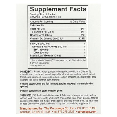 Coromega, Omega-3, Tropical Squeeze +D, 30 Einzelpakete, 2,5 g