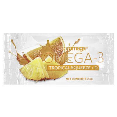 Coromega, Omega-3, tropikalne ściśnięcie + D, 30 pojedynczych pakietów, 2,5 g Coromega, Omega-3, tropikalne ściśnięcie + D, 30 pojedynczych pakietów, 2,5 g