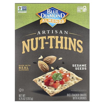 Blue Diamond, Artisan Nut Quiet, Rice Cracker Snacks with Almonds, Sesame Seeds, 4.25 oz (120.5 g)