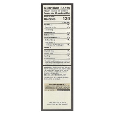 Blue Diamond, Artisan Nut Quiet, Rice Cracker Snacks with Almonds, Sesame Seeds, 4.25 oz (120.5 g)