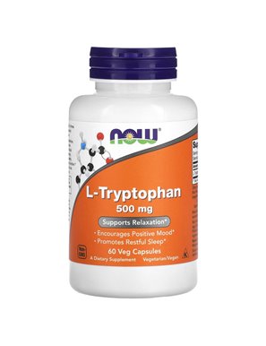 NOW Foods, L-tryptofan, 500 mg, 60 kapsułek roślinnych (500 mg na kapsułkę) NOW Foods, L-tryptofan, 500 mg, 60 kapsułek roślinnych (500 mg na kapsułkę)