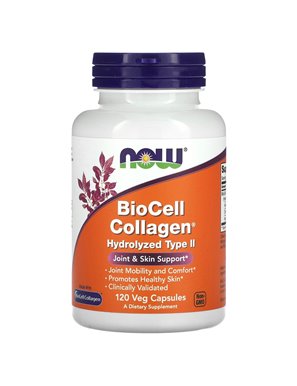 NOW Foods, Kolagen BioCell, hydrolizowany typ II, 120 kapsułek wegetariańskich NOW Foods, Kolagen BioCell, hydrolizowany typ II, 120 kapsułek wegetariańskich