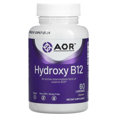 Advanced Orthomolecular Research AOR, Hydroxy B12, 1000 mcg, 60 or