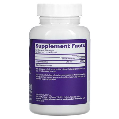 Advanced Orthomolecular Research AOR, Hydroxy B12, 1000 mcg, 60 or