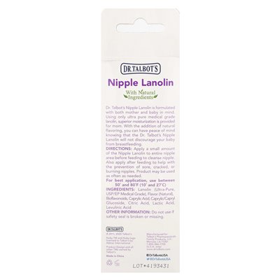 Dr Talbot's, sutek Lanolin, waniliowe mleko, 2 uncje (60 g) Dr Talbot's, sutek Lanolin, waniliowe mleko, 2 uncje (60 g)