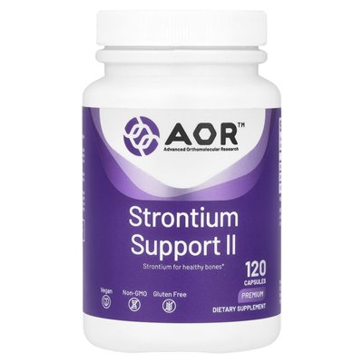 Zaawansowane badania ortomolekularne AOR, Strontium Support II, 341 mg, 120 kapsułek