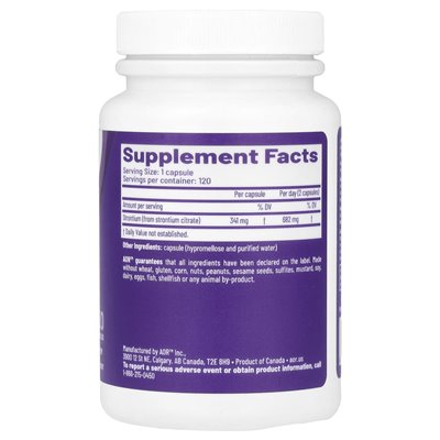 Zaawansowane badania ortomolekularne AOR, Strontium Support II, 341 mg, 120 kapsułek