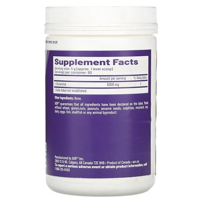 Zaawansowane badania ortomolekularne AOR, L-glutamina w proszku, premium, 5000 mg, 450 g Zaawansowane badania ortomolekularne AOR, L-glutamina w proszku, premium, 5000 mg, 450 g