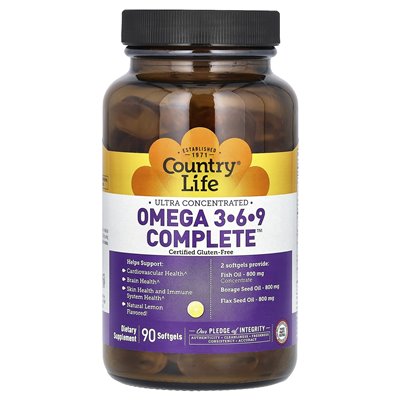 Życie country, ultra skoncentrowana Omega 3-6-9 kompletna, naturalna cytryna, 90 softgels Życie country, ultra skoncentrowana Omega 3-6-9 kompletna, naturalna cytryna, 90 softgels