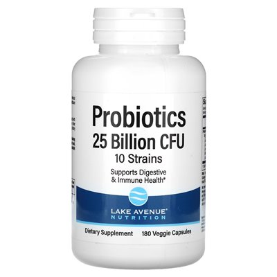 Lake Avenue Nutrition, Probiotics, 10 Strain Blend, 25 Billion CFU, 180 Vegetarian Capsules