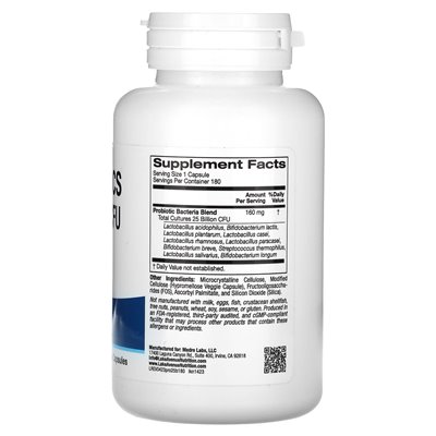 Lake Avenue Nutrition, Probiotics, 10 Strain Blend, 25 Billion CFU, 180 Vegetarian Capsules