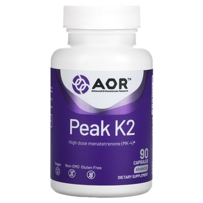 Advanced Orthomolecular Research AOR, K2 Peak, 15mg, 90 Capsules