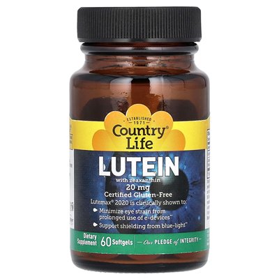Życie country, luteina z zeaksantyną, 20 mg, 60 softgels Życie country, luteina z zeaksantyną, 20 mg, 60 softgels
