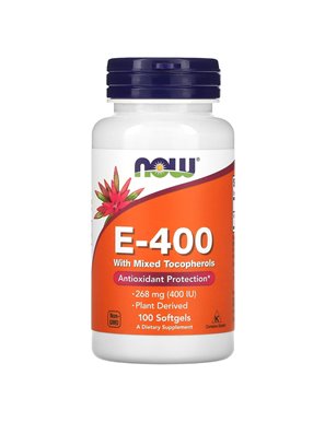 NOW Foods, E-400 z Mieszanymi Tocoferylami, 268 mg (400 IU), 100 Softgeli NOW Foods, E-400 z Mieszanymi Tocoferylami, 268 mg (400 IU), 100 Softgeli