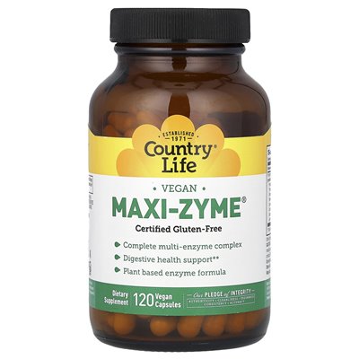 Country Life, Maxi-Zyme, 120 wegańskich kapsułek Country Life, Maxi-Zyme, 120 wegańskich kapsułek