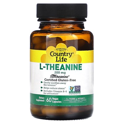Country Life, L-Theanin, 200 mg, 60 vegane Kapseln