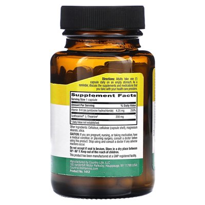 Country Life, L-Theanin, 200 mg, 60 vegane Kapseln
