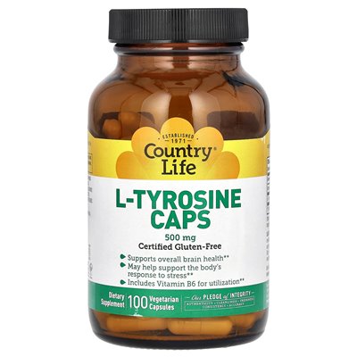 Country Life, L-Tyrosin-Kapseln, 500 mg, 100 vegetarische Kapseln