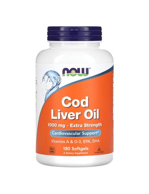 NOW Foods, Cod Liver Oil, 1,000 mg, 180 Softgels