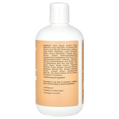 Mild By Nature, Delikatny dla oczu szampon i płyn do mycia ciała dla niemowląt, brzoskwiniowy, 380 ml