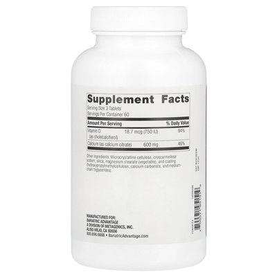 Zaleta bariatryczna, nie chewalny cytrynian wapnia, 600 mg, 180 tabletek (200 mg na tablet) Zaleta bariatryczna, nie chewalny cytrynian wapnia, 600 mg, 180 tabletek (200 mg na tablet)