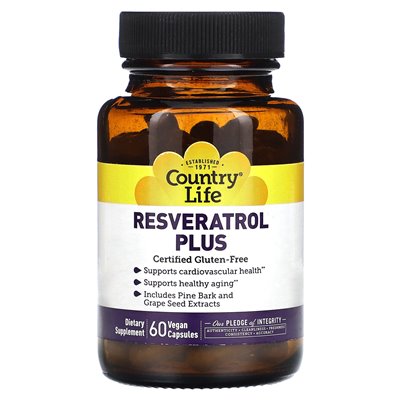 Country Life, Resveratrol Plus, 60 wegańskich kapsułek