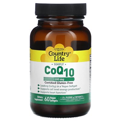Życie country, po prostu CoQ10, 100 mg, 60 wegańskich softgels Życie country, po prostu CoQ10, 100 mg, 60 wegańskich softgels