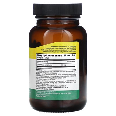 Życie country, po prostu CoQ10, 100 mg, 60 wegańskich softgels Życie country, po prostu CoQ10, 100 mg, 60 wegańskich softgels