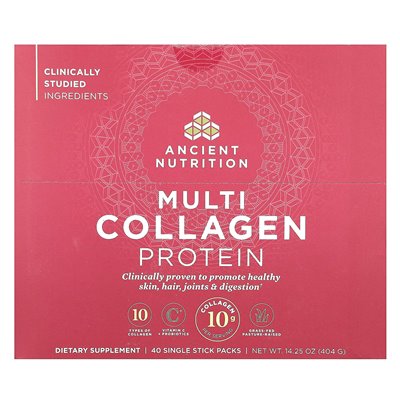 Ancient Nutrition, Multi Collagen Protein, 40 Single Stick Packs, 0.36 oz (10.1 g)