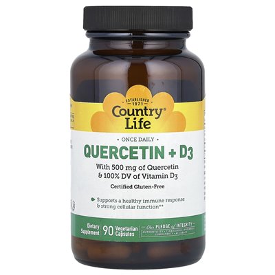 Country Life, Quercetin + D3, 90 vegetarische Kapseln