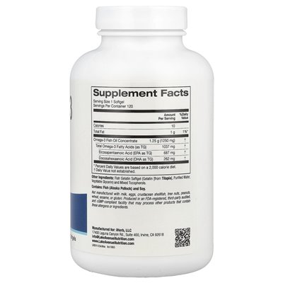 Lake Avenue Nutrition, Omega-3-Fischöl, 1250 mg, 120 Kapseln