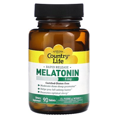 Country Life, Melatonin, 3 mg, 90 tabletek Country Life, Melatonin, 3 mg, 90 tabletek