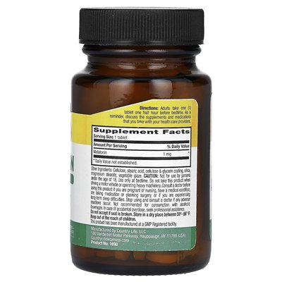 Życie country, melatonina, szybkie wydanie, 1 mg, 60 tabletek