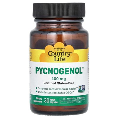 Country Life, Pycnogenol, 100 mg, 30 wegańskich kapsułek Country Life, Pycnogenol, 100 mg, 30 wegańskich kapsułek