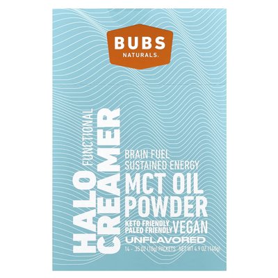 Bubs Naturals, Halo Creamer, MCT Oil w proszku, niezmienione, 14 pakietów, 0,35 uncji (10 g) każdy Bubs Naturals, Halo Creamer, MCT Oil w proszku, niezmienione, 14 pakietów, 0,35 uncji (10 g) każdy
