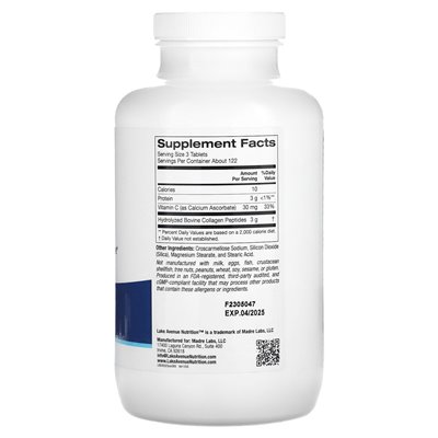 Lake Avenue Nutrition, hydrolysiertes Kollagen Typ I und III, 3000 mg, 360 Tabletten (1000 mg als Tablette)