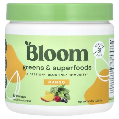 Bloom, Greens & Superfoods, Mango, 5,97 uncji (169,2 g) Bloom, Greens & Superfoods, Mango, 5,97 uncji (169,2 g)