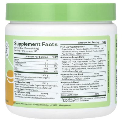 Bloom, Greens & Superfoods, Mango, 5,97 uncji (169,2 g) Bloom, Greens & Superfoods, Mango, 5,97 uncji (169,2 g)