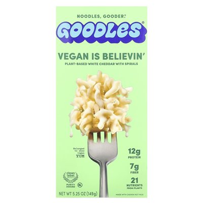 Goodles, Vegan to wierzy, że biały cheddar na bazie roślin z spiralem, 5,25 uncji (149 g)